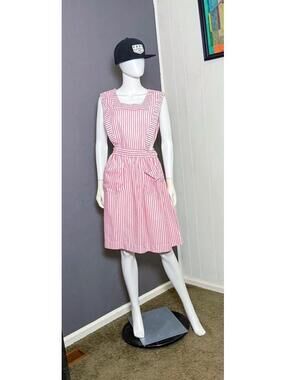 1960's Candy Striper Uniform S-M Carrie Bradshaw Addison Rae Striped Pinafore